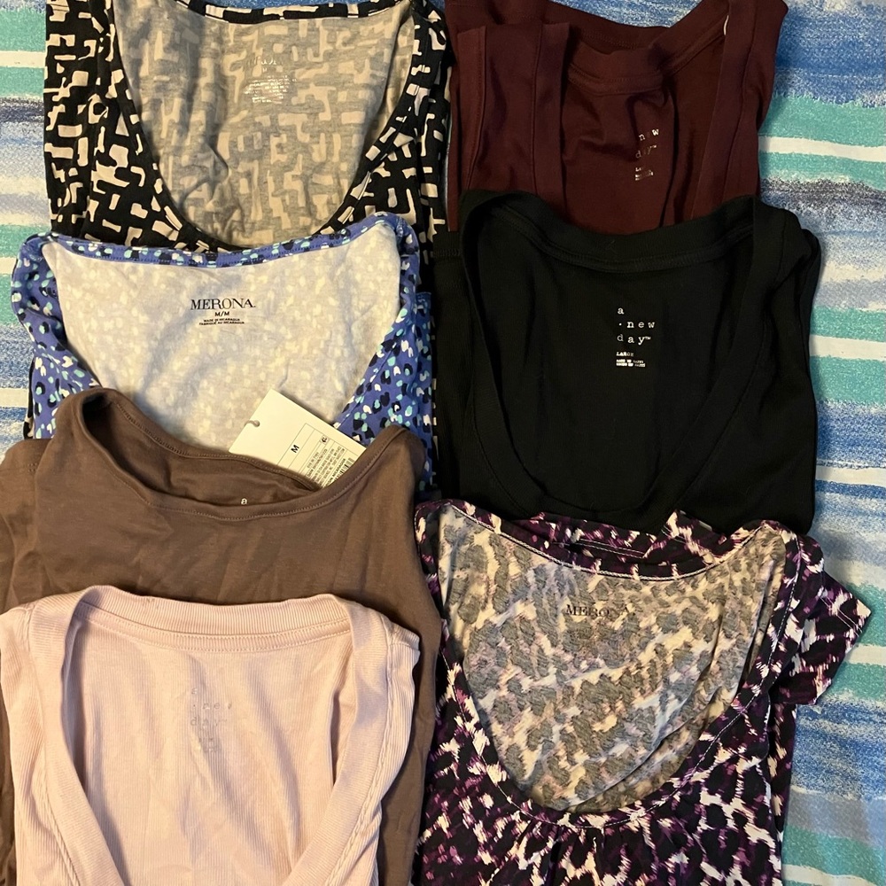Lot of 7 shirts/tank tops from Merona and A New Day, M and L